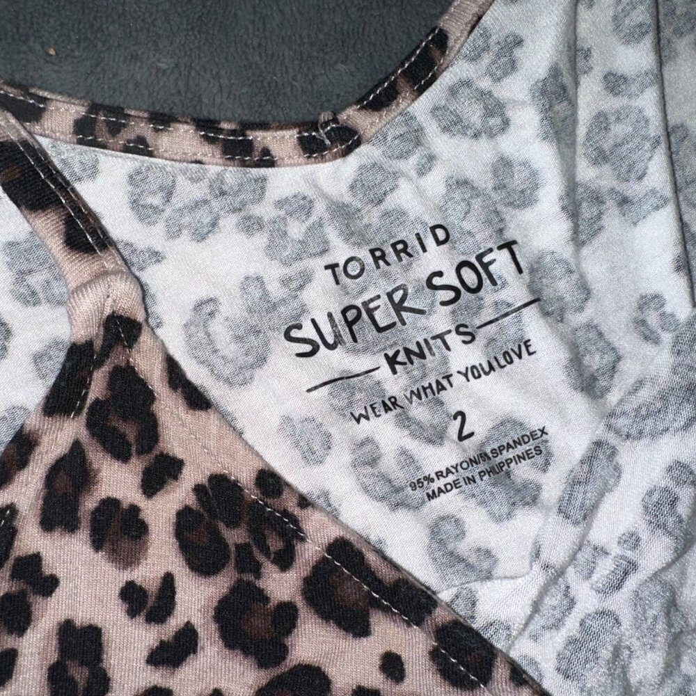 Torrid Super Soft Knits Size 2 Leopard Print Tank Top Camisole V Neck Pajamas - Picture 4 of 8
